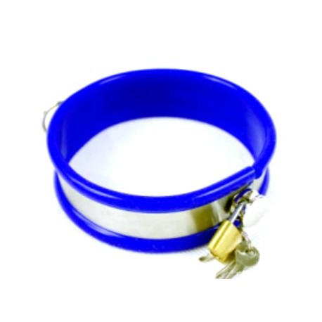 Laisse et collier bleu de soumission