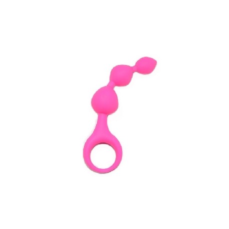 Chapelet anal 3 boules en silicone courbé pink