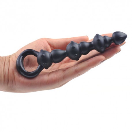 Chapelet anal noir en silicone multi billes