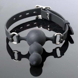 Triple ball gag noire en sillicone