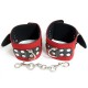 Bracelets menottes unisexe rouges et noirs cloutes