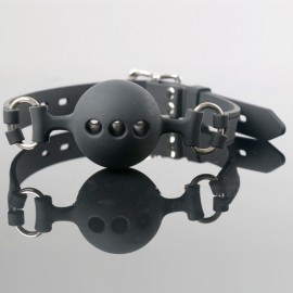 Ball gags silicone noir 4,8 cm 3 trous