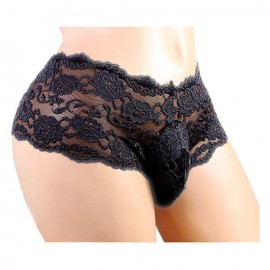 Shorty noir en dentelle pour homme