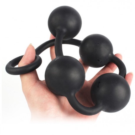 Chapelet anal noir en silicone 