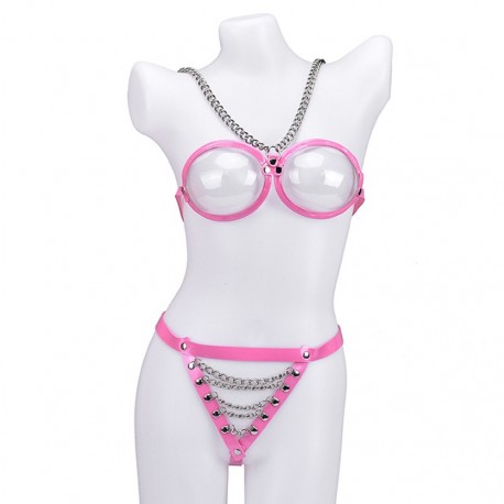 Ensemble bikini vinyle et chainettes