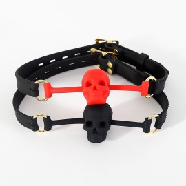 Skull gag en silicone rouge