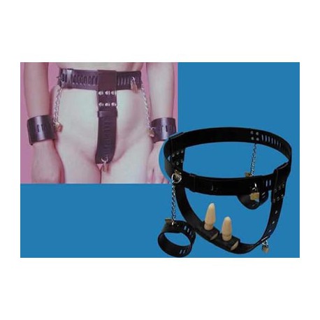 Ceinture de chasteté avec menotte+plug anal+plug vaginal