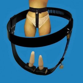 Ceinture de chasteté avec plug anal+plug vaginal noire