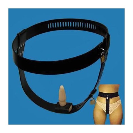 Ceinture de chasteté avec plug vaginal noire