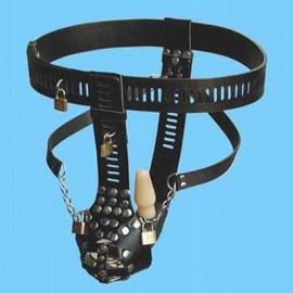 Ceinture de chasteté noir pour homme avec plug anal