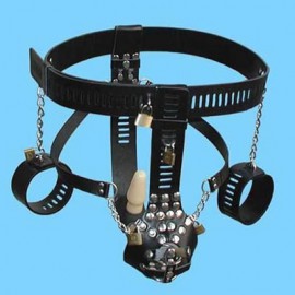 Ceinture de chasteté pour homme avec menotte et plug anal