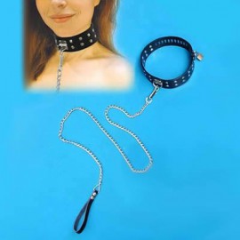 Laisse et collier d'esclavage noir