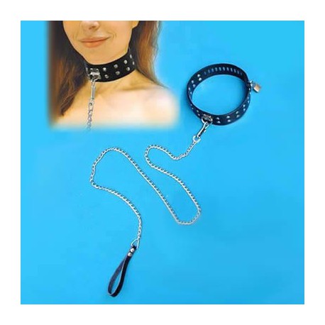 Laisse et collier d'esclavage noir