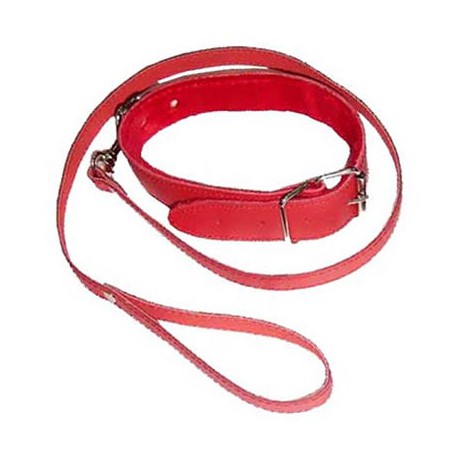 Collier laisse d'esclavage rouge en cuir