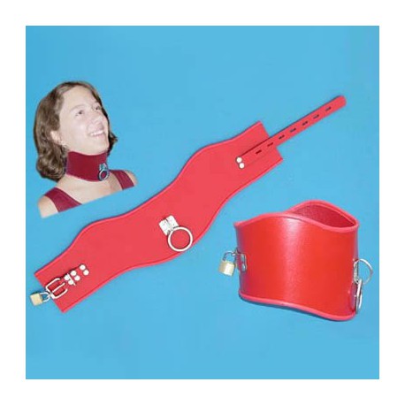 Collier minerve fétiche gothik en cuir rouge