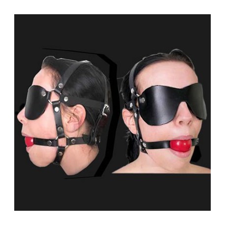 Harnais ball gag avec cache yeux