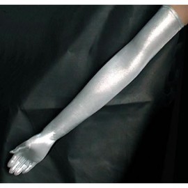 Gants shiny Lycra silver pour femme