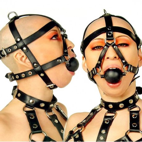 Harnais ball gag noire gros diamètre