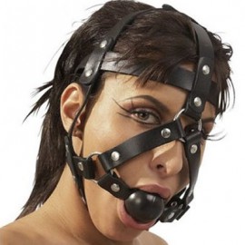 Harnais simili cuir ball gag soft